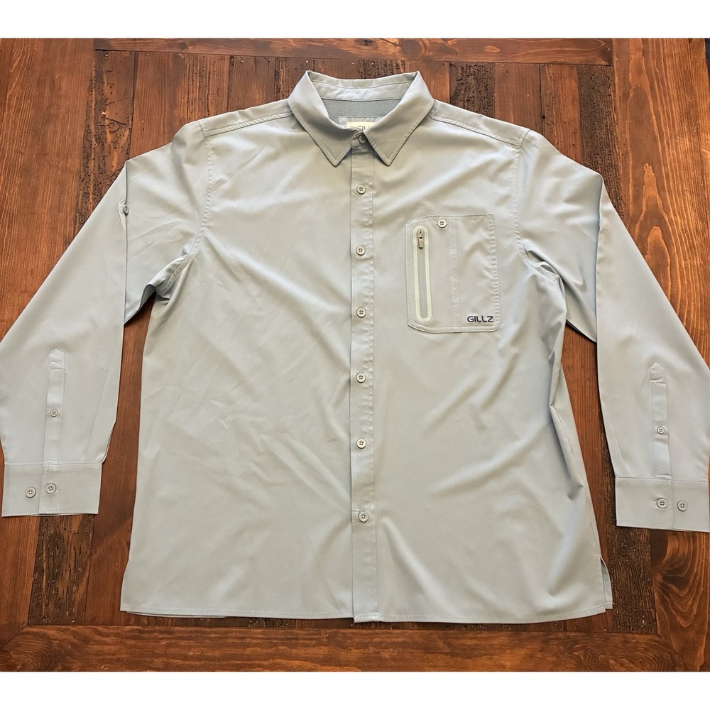 Gillz Deep Sea Fishing Shirt Blue Size XL Outdoor Lightweight Long Sleeve UPF 50